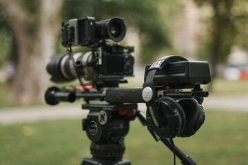 Closeup of A digital camera with a blurry background