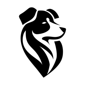 dog logo outline black white dog vector drawing, illustration