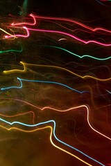 Lights trails created from shooting nighttime city lights with long exposure