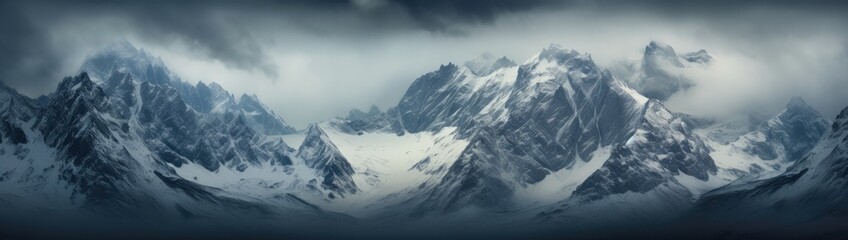 Obraz premium mountain range surrounded by snow Generative AI