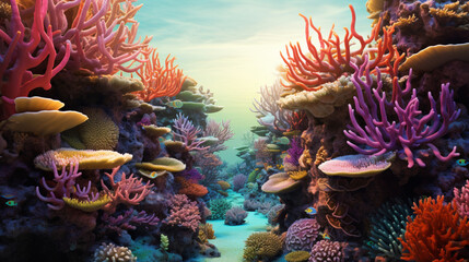 Fototapeta na wymiar A_colorful_coral_reef_with_many_different_types