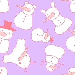 Christmas cartoon snowman seamless winter ice pattern for wrapping paper and kids clothes print and new year