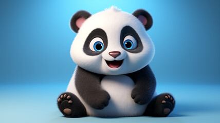 Fototapeta premium Cute, funny and emotional panda character animated. animated expressions, quirky expressions, playful expressions. happy animal, black and white.