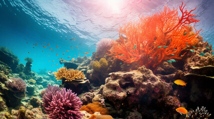An_underwater_view_with_corals_and_fish_in_the_sea