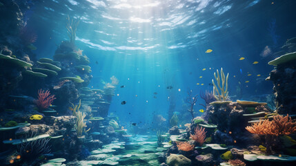Fototapeta na wymiar An_underwater_view_with_corals_and_fish_in_the_sea