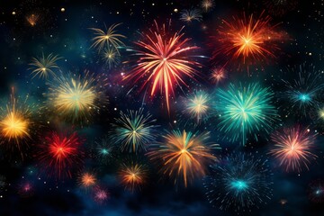 Fototapeta na wymiar Celebratory fireworks illuminate the night sky, Generative AI
