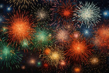 Celebratory fireworks illuminate the night sky, Generative AI
