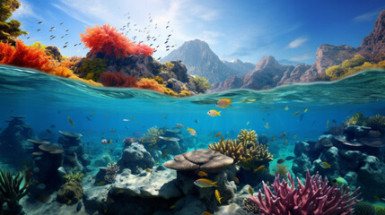 An_underwater_view_with_corals_and_fish_in_the_sea