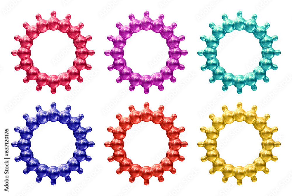 Poster set of frames design in 3d rendering isolated on transparent background. geometric shapes for templa