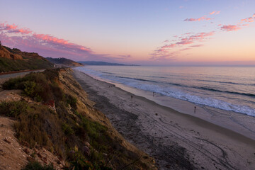 The sunset at the Torrey Pines beach, San Diego California