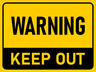 Warning Attention Caution Danger Keep Out Black and Yellow Sign Icon. Vector Image.