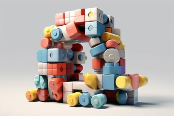 AI generated illustration of a futuristic block toy