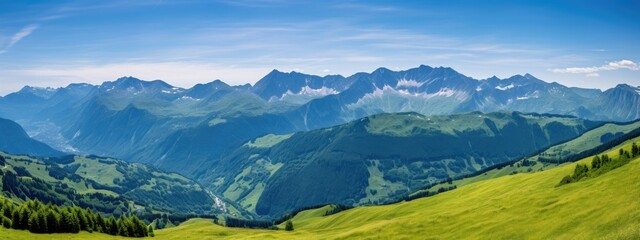 the scenic view from the mountains in the alps Generative AI
