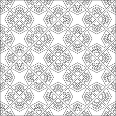 Stylish texture with figures from lines.Abstract geometric black and white pattern for web page, textures, card, poster, fabric, textile. Monochrome graphic repeating design. 