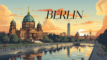 berlin postcard - obrazy, fototapety, plakaty