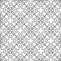 Stylish texture with figures from lines.Abstract geometric black and white pattern for web page, textures, card, poster, fabric, textile. Monochrome graphic repeating design. 