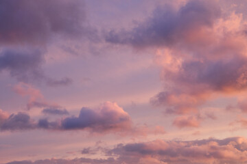Naklejka na ściany i meble Cloudscape dramatic background, sunset light