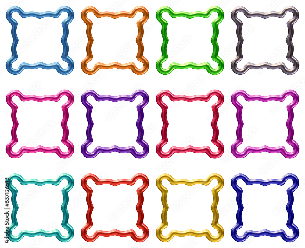 Poster set of frames design in 3d rendering isolated on transparent background. geometric shapes for templa