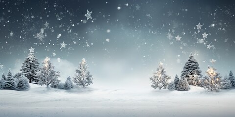 Obraz premium Winterlicher Banner Hintergrund mit Schnee und Tannenbaum. Weihnachtsbaum im Schnee als Hintergrundbild. Illustration zu Weihnachten und Winter.