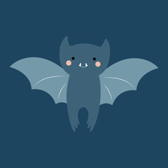 Cute bat. Happy Halloween. Vector illustration in flat modern style.