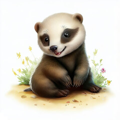 Digital illustration of a young Honey Badger