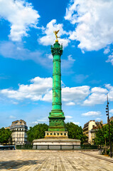 Fototapeta na wymiar The July Column commemorating the Revolution on the Place de la Bastille in Paris, France