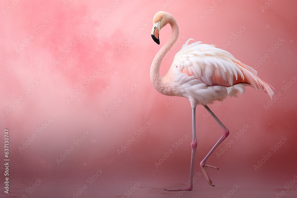 Sticker Flamingos on pink background.