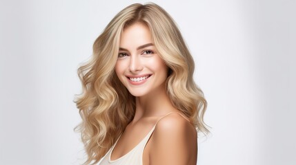 Fototapeta premium happy woman a beauty treatment. Beautiful natural woman, skincare, spa and wellness concept