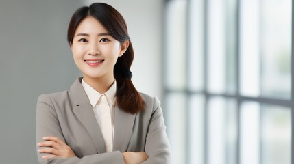 Obraz premium portrait of a businesswoman with her arms folded looking at camera