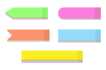 Obraz premium Set of 5 colorful note paper stickers of different shapes in trendy bright colors. Post templates
