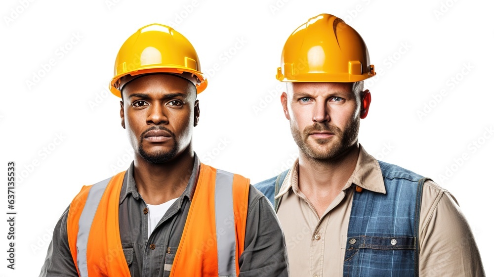 Wall mural smiling construction worker wearing yellow hardhat