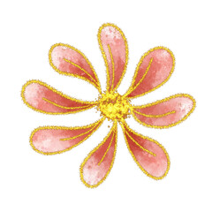 golden watercolor flower. luxury flower decoration 