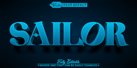 Blue Sailor Editable Text Effect Template - obrazy, fototapety, plakaty