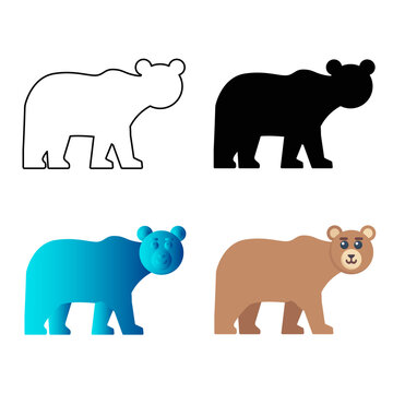 Abstract Funny Bear Animal Silhouette Illustration