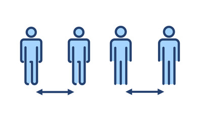 Social distance icon vector. social distancing sign and symbol. self quarantine sign