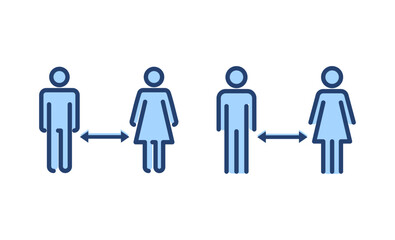 Social distancing vector. social distance sign and symbol. self quarantine sign