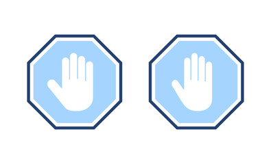 Stop icon vector. stop road sign. hand stop sign and symbol. Do not enter stop red sign with hand