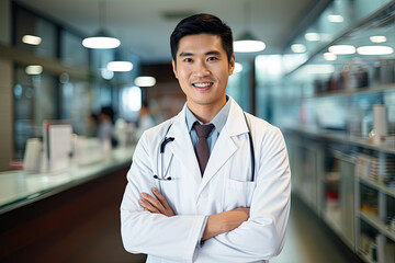 Asian male doctor in a laboratory setting