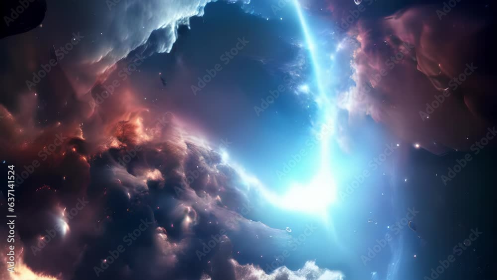 Wall mural a chaotic and dynamic sky filled with powerful bursts and arcs of light as a massive cloud of inters