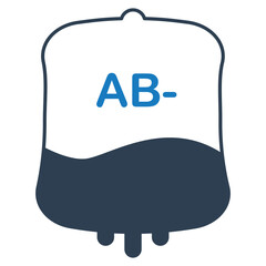 Blood group AB- icon isolated on white background. blood types vector illustration with blood bag.