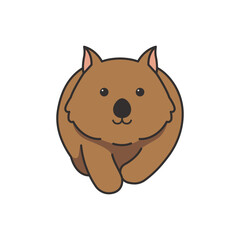 Cute wombat cartoon vector illustration. Cute kawaii pet.
