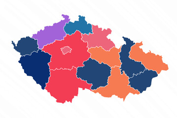 Multicolor Map of Czech Republic With Provinces