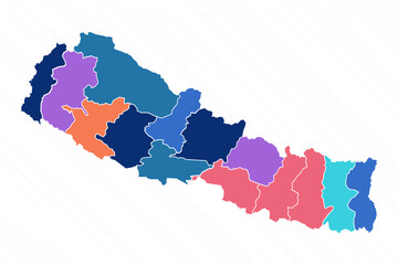 Multicolor Map of Nepal With Provinces