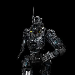 robot, cyborg, running motion, background music, 3d rendering