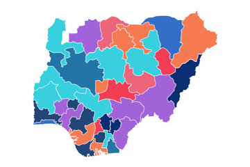 Multicolor Map of Nigeria With Provinces