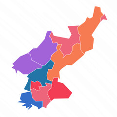 Multicolor Map of North Korea With Provinces