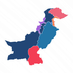 Multicolor Map of Pakistan With Provinces