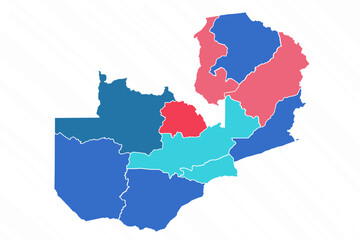 Obraz premium Multicolor Map of Zambia With Provinces