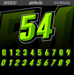 Automotive racing sport number text effect