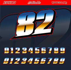 Automotive racing sport number text effect